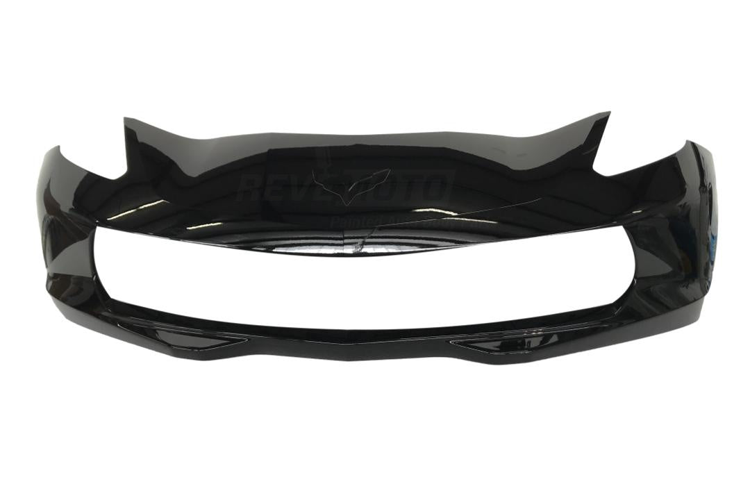 2014-2019 Chevrolet Corvette Front Bumper Painted (WITHOUT: Headlight Washer Holes) Black (WA8555) 84407326_GM1000949