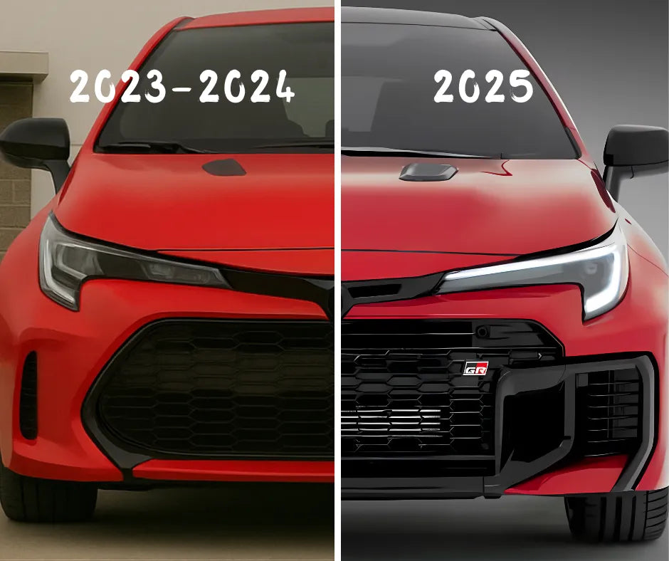 2023+ Toyota GR Corolla to 2025+ Toyota GR Corolla Painted Front Bumper Conversion Kit 521191A970 ReveMoto Painted Auto Parts Replacement Before and After