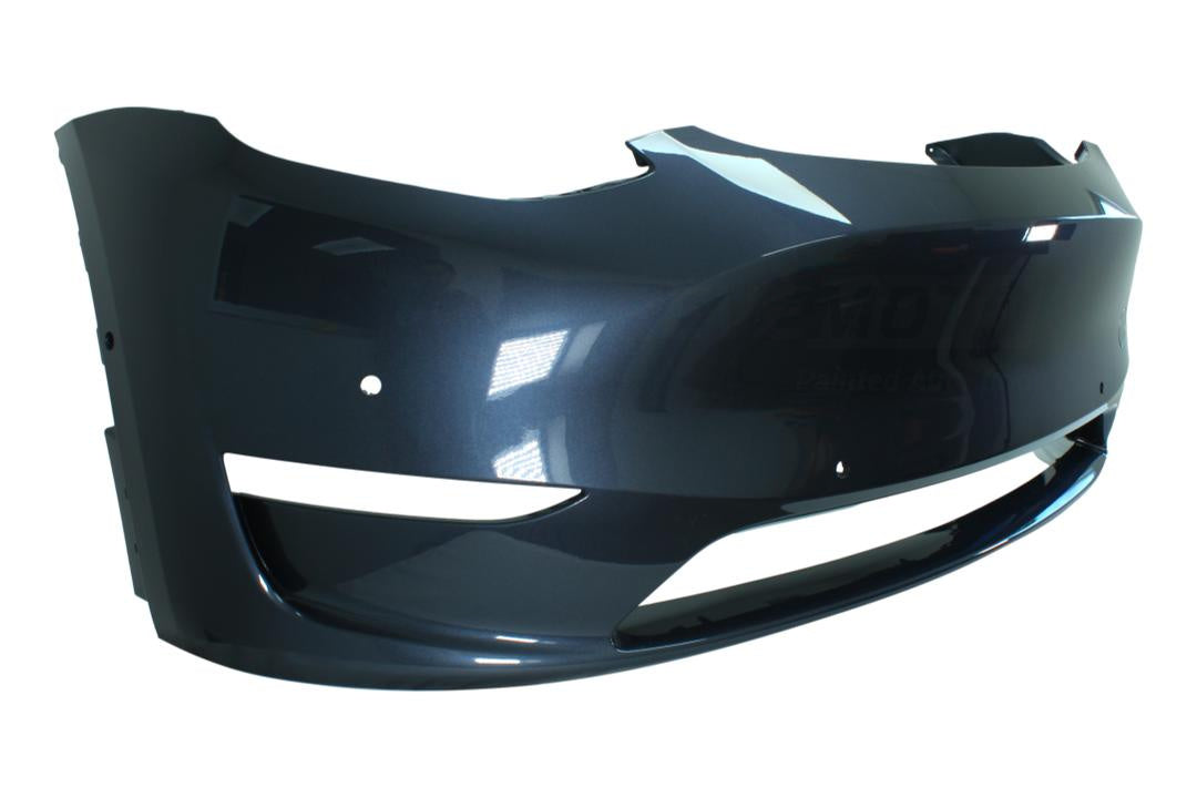 2020-2022 Tesla Model Y : Front Bumper Painted (OEM) Steel Gray Metallic/Midnight Silver Pearl (PMNG) 1493736-S0-A Side View