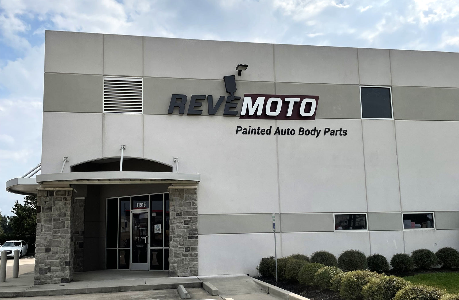 ReveMoto Painted Auto Body Parts - Building With Sign - Located in Houston TX