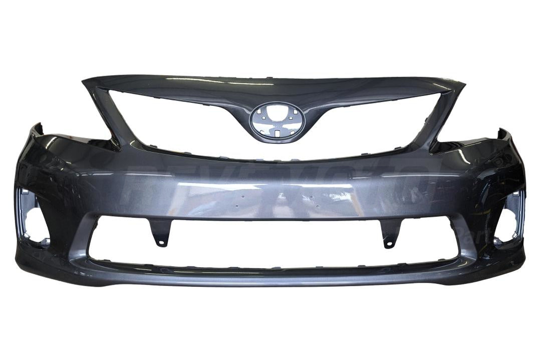 2011-2013 Toyota Corolla Front Bumper Cover Painted Magnetic Gray Metallic (1G3) Sedan BASE,CE,L,LE Canada Built WITHOUT Spoiler Holes 5211903901