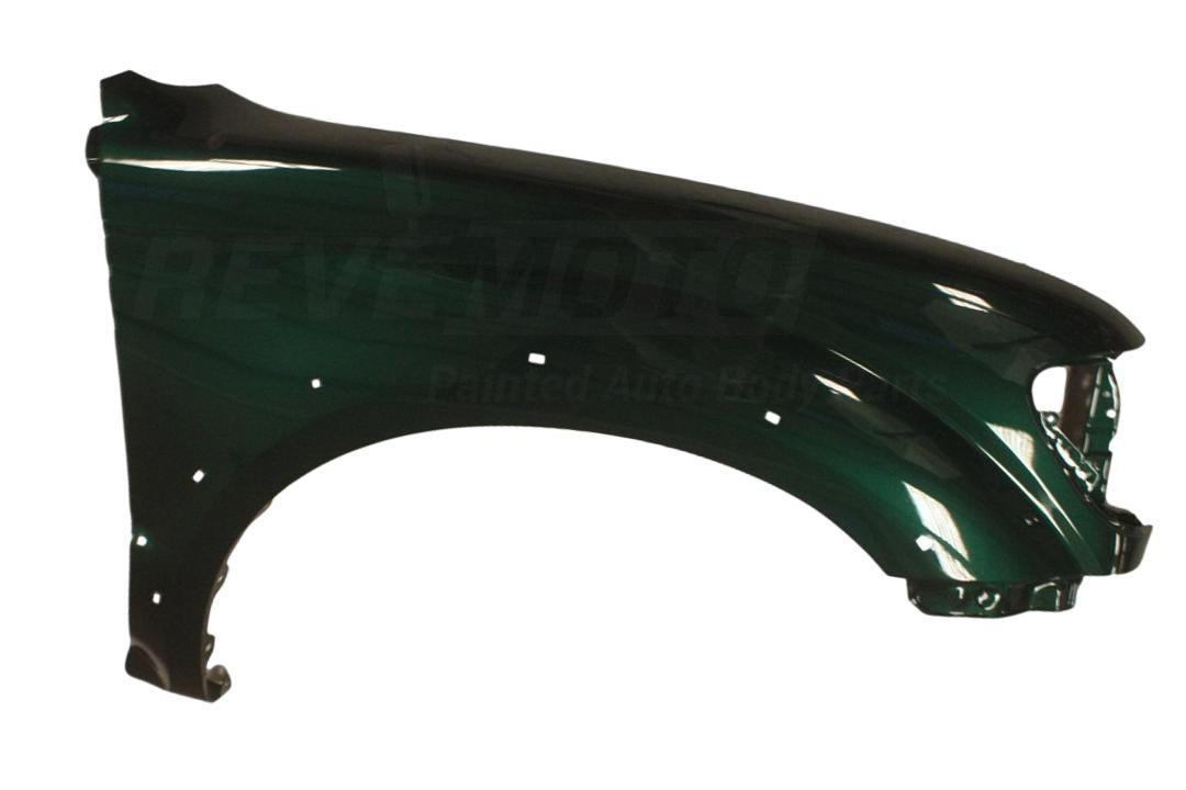 2001-2004 Toyota Tacoma Passenger Side Fender Painted Imperial Jade Mica (6Q7) WITH Wheel Opening Flare Holes, Bracket Except Stepside 5380104060
