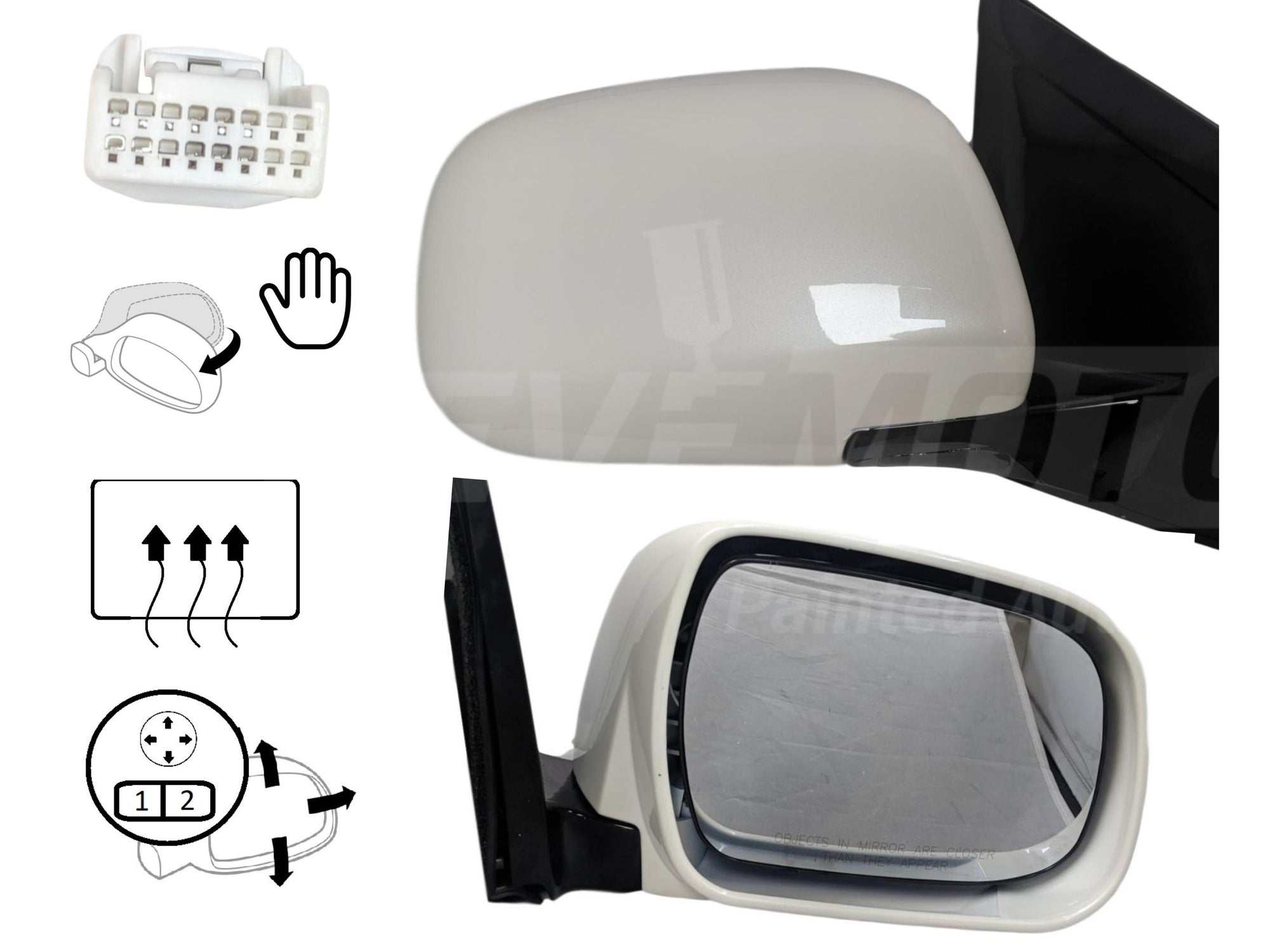 2007 Lexus RX400H Painted Side View Mirror - Black (202), Manual Folding; Heated; With Memory; Without Dimmer, Left, Driver Side - 879400E900