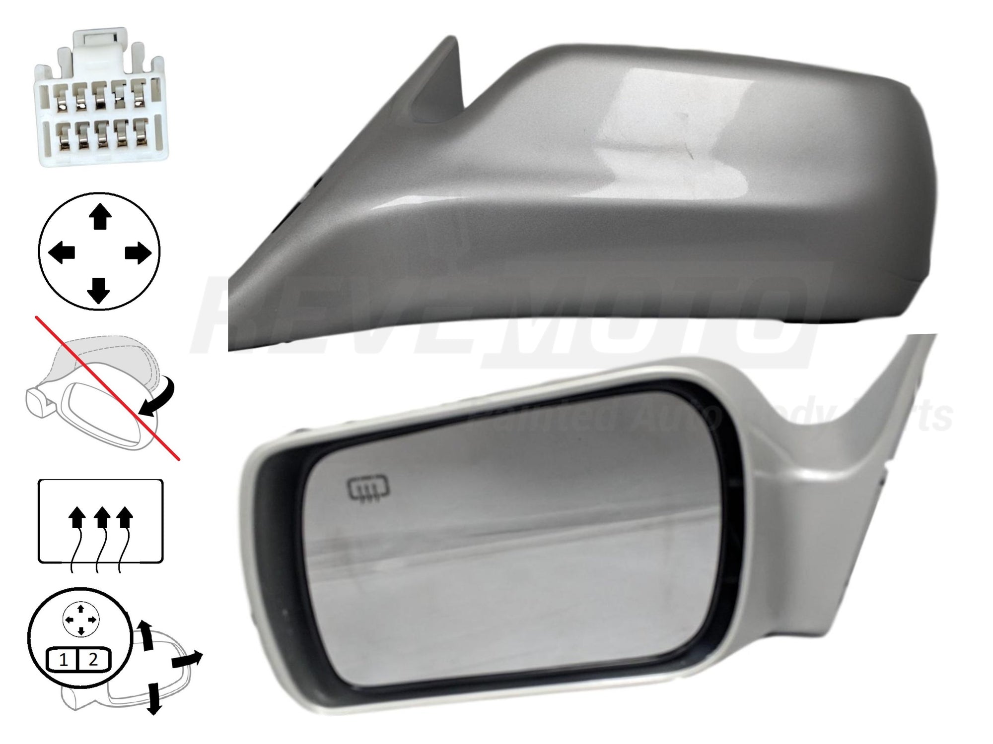 2000_Toyota_Avalon_Driver_Side_View_Mirror_XLXLS_Power_Non-Folding_Heated_w_Memory_Painted_Silver_Metallic_1C8_87940AC030C0