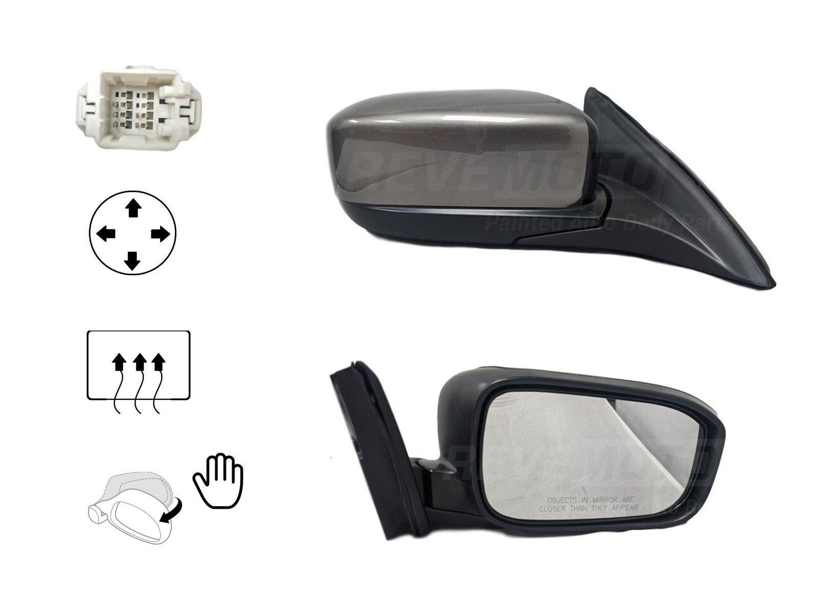 2006-2007 Honda Accord Passenger Side View Mirror Sedan, Japan_USA Built, LX_EX_SE, Power, Manual Folding, Heated, without Signal Light_Painted Bronze Gray Metallic_Carbon Bronze Pearl (YR562P) 76200SDRC11ZL