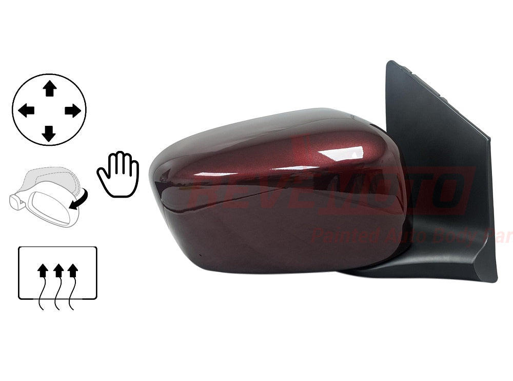 2008 Honda Odyssey Painted Side View Mirror Dark Cherry Pearl (R529P) Power, Manual Folding, Heated, Right, Passenger Side 76200SHJA43ZD
