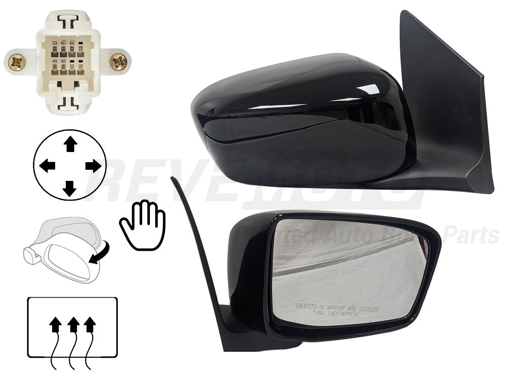 2010 Honda Odyssey, Painted Side View Mirror Crystal Black Pearl (NH731P), Power, Manual Folding, Heated, Right, Passenger Side 76200SHJA43ZD