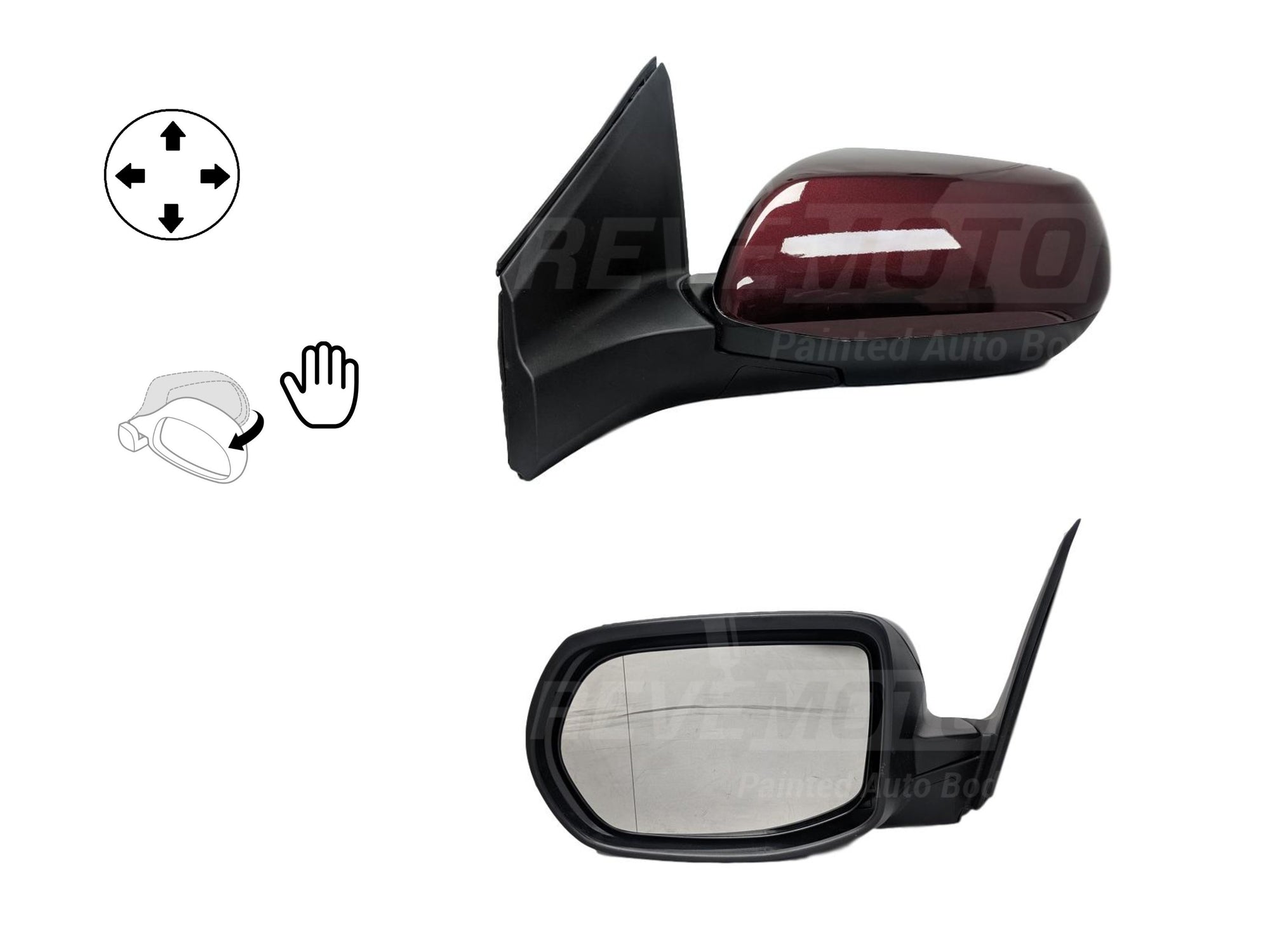 2012 Honda CRV Driver Side View Mirror Power Manual Folding EX Non-Heated Painted Basque Red Pearl II R548P 76258T0AA11