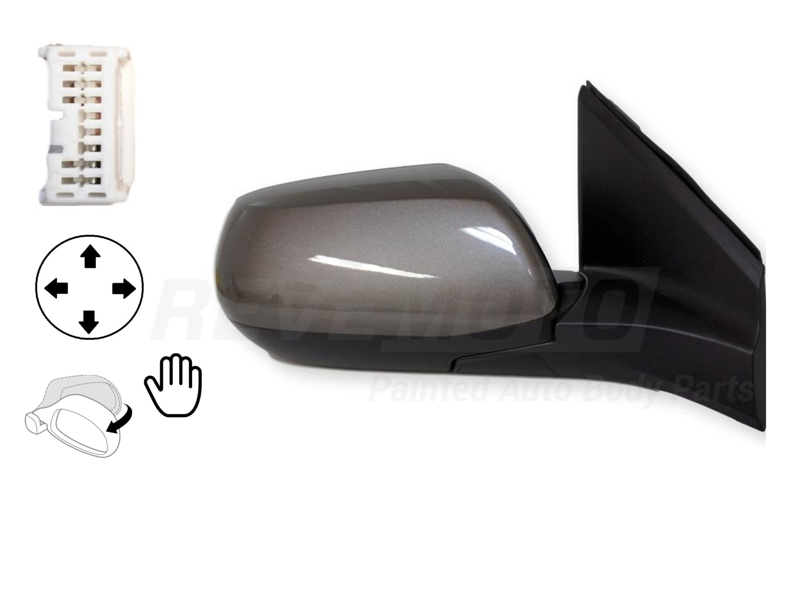 2014 Honda CRV Passenger Side View Mirror EX Power Manual Folding Non-Heated Painted Urban Titanium Metallic YR578M 76208T0AA11