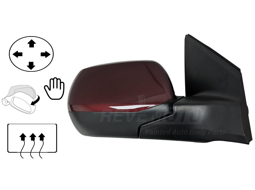 2013 Honda CR-V Painted Side View Mirror Basque Red Pearl II (R548P), EX-L; Power; Manual Folding; Heated, Right, Passenger Side - 76208T0AA21