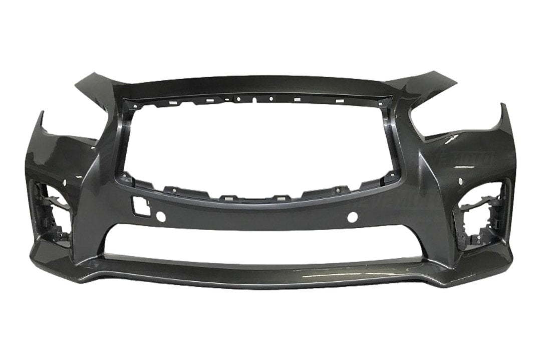 Painted Front Bumper Cover for 2014-2017 Infiniti Q50 Sport Gun Metallic (KAD) 620224HE0H N1000259 ReveMoto Painted Auto Body Parts Replacement