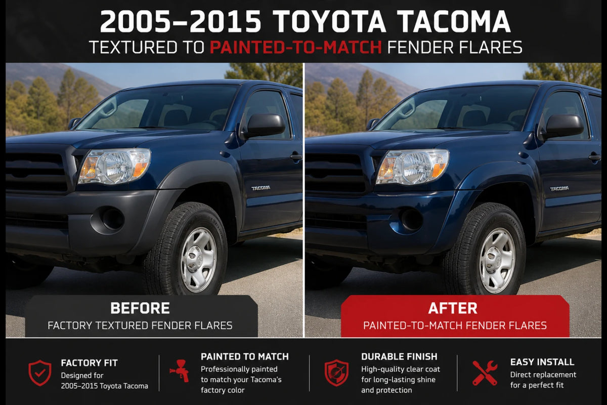 2005-2015 Toyota Tacoma Painted Fender Flare Conversion (OEM; Set of 4) | Painted to Match, Ready to Install