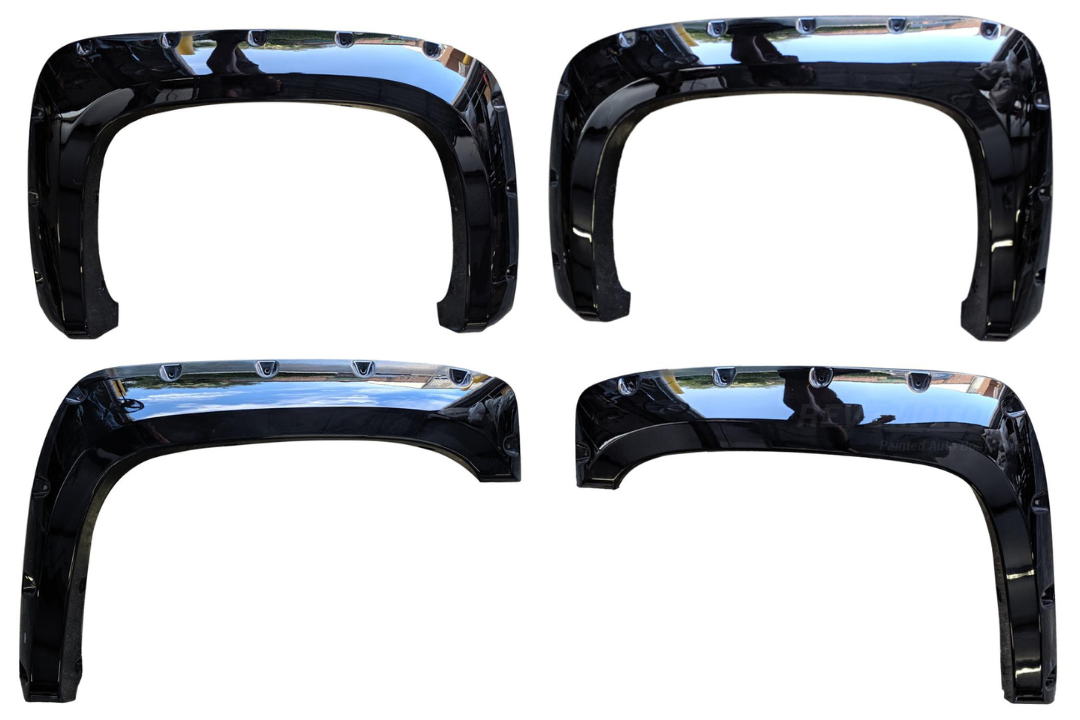 2007-2013 Chevrolet Silverado Fender Flare Painted (1500 | Rivet Style | Set of 4) Black (WA8555) PB4108 ReveMoto Replacement Painted Auto Parts