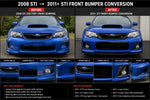 2008-2010 to 2011-2014 Subaru WRX STI Front Bumper Conversion Kit Before and After Image Comparison