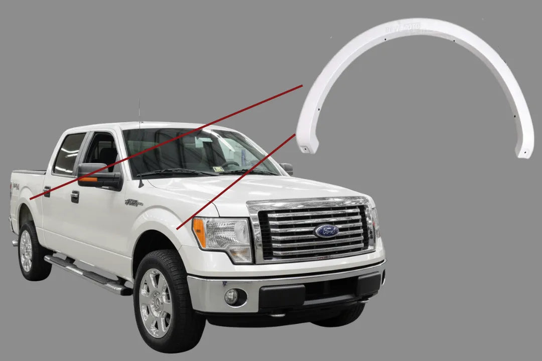 2009-2014 Ford F150 Fender Flare Painted (Set of 4) FLR1413 White Platinum Pearl (UG) ReveMoto