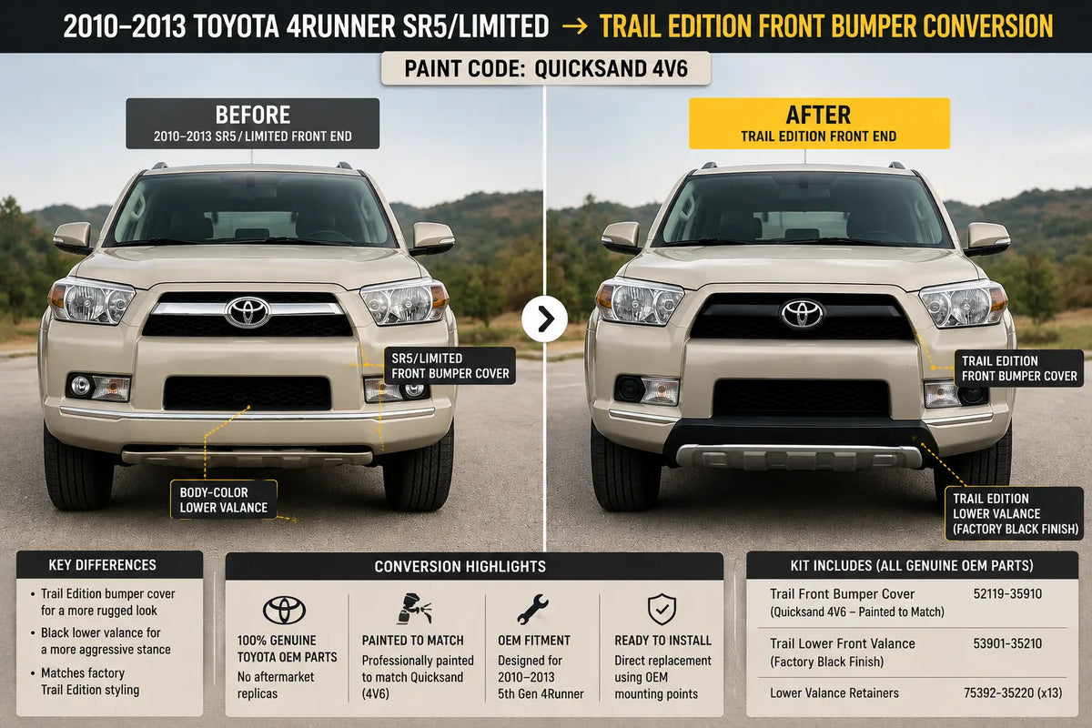 2010-2013 Toyota 4Runner SR5/Limited to Trail Edition Front Bumper Conversion - Before and After Image Conversion