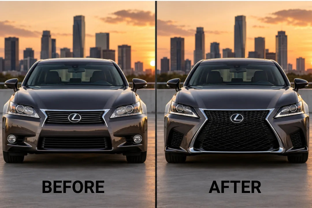 2013-2015 Lexus GS350 / GS450h to F Sport Front Bumper Conversion - Before and After Image 