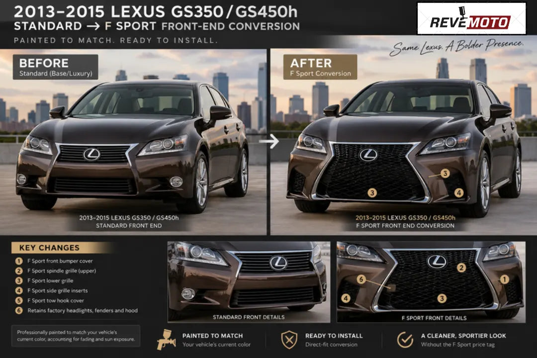 2013-2015 Lexus GS350 / GS450h to F Sport Front Bumper Conversion - Before and After Image  Comparison