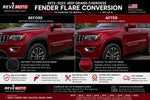 2013-2022 Jeep Grand Cherokee Painted Fender Flare Conversion (OEM Style | Set of 6) | Painted to Match, Ready to Install Deep Cherry Crystal Red Pearl (PRP)