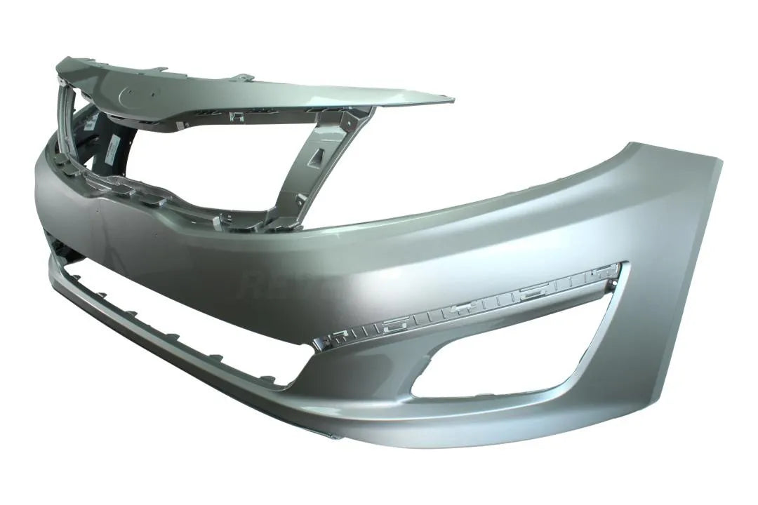 23979 2014-2015 Kia Optima _ Front Bumper Painted (Non-Hybrid) Satin Metal Metallic (STM) (Aftermarket) USA Built 865114C500 KI1000168 Side View
