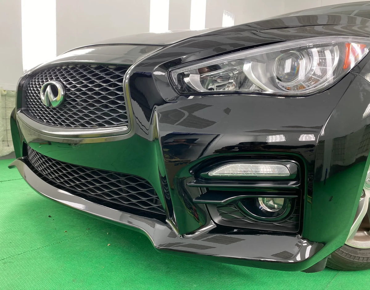 2014-2017 Infiniti Q50 converted to 2016-2017 Infiniti Q50s Front Bumper Conversion - 2014-2015 Lexus IS250 Front Bumper Painted (Sedan | WITHOUT: F-Sport) 521195E904 ReveMoto Painted Auto Parts Replacement