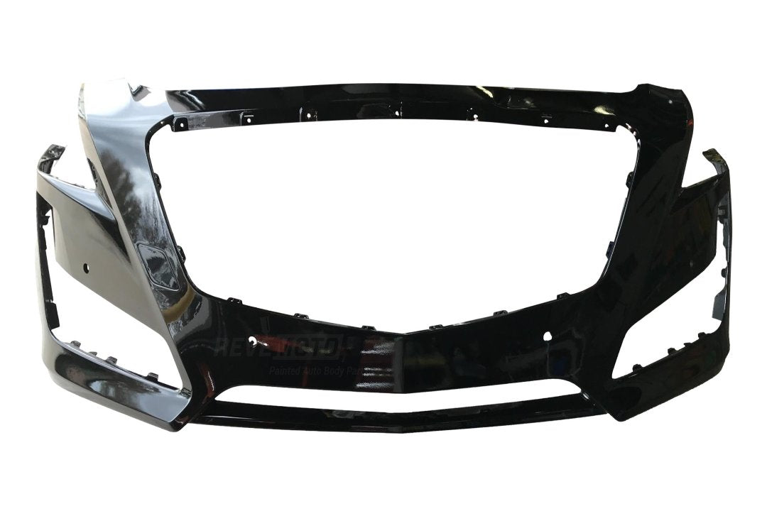 2014-2019 Cadillac CTS Front Bumper Painted (WITH: Collision Alert and Park Assist Sensor Holes) Black (WA8555) 84033408 GM1000958 ReveMoto Replacement Painted Car Parts Painted Auto Parts