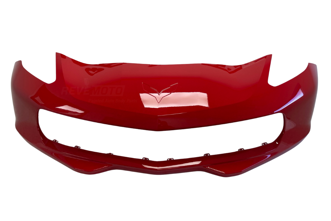 2014-2019 Chevrolet Corvette Front Bumper Painted (WITHOUT: Headlight Washer Holes) Torch Red (WA9075) 84407326 GM1000949 ReveMoto Painted Auto Parts Replacement  