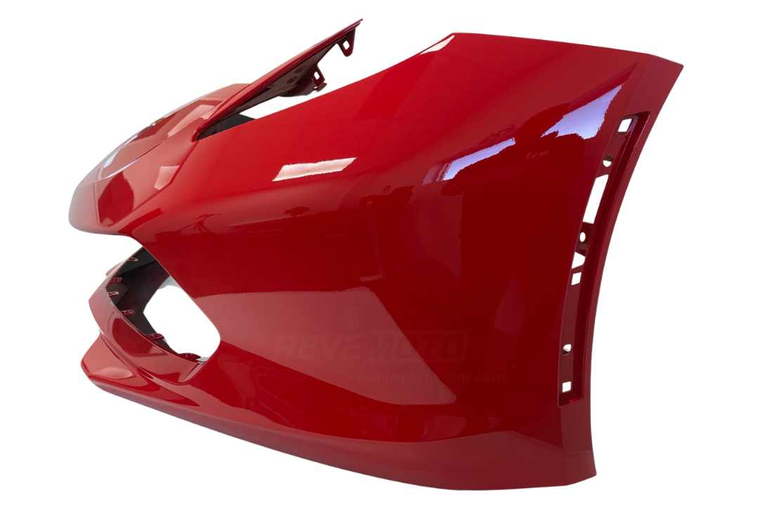2014-2019 Chevrolet Corvette Front Bumper Painted (WITHOUT: Headlight Washer Holes) Torch Red (WA9075) 84407326 GM1000949 ReveMoto Painted Auto Parts Replacement  