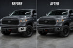2014-2021 Toyota Tundra painted 4-piece bumper end cap chrome delete conversion package. Front and rear paint-matched replacement bumper caps.