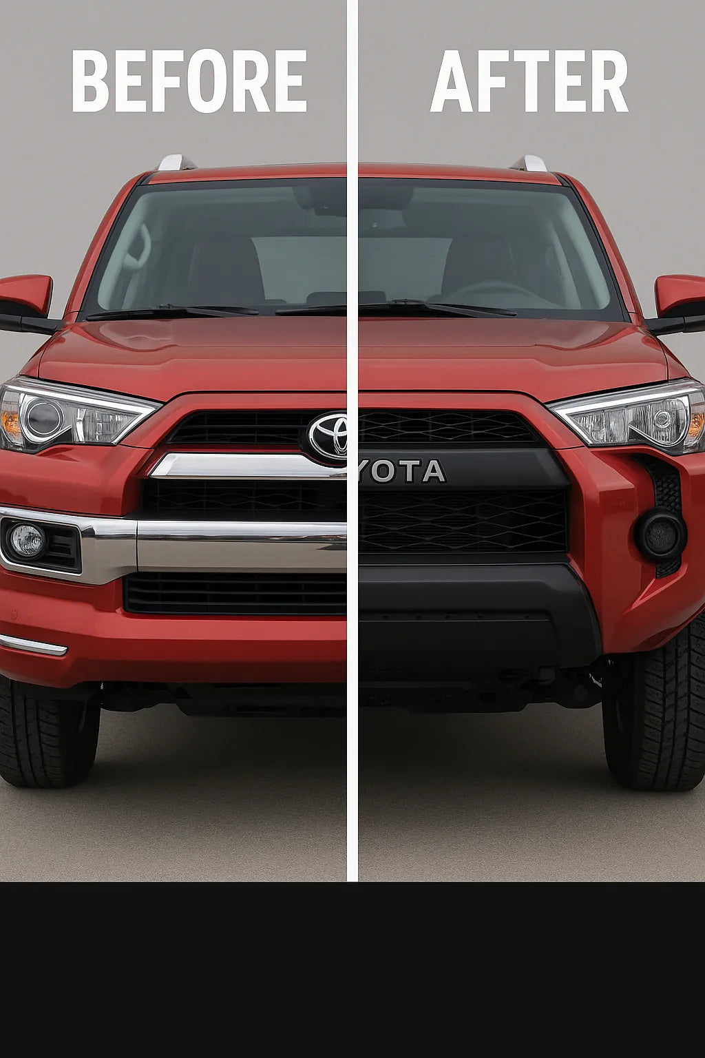 2014-2024 Toyota 4Runner Limited Edition Converted to TRD PRO Front Bumper Before and After