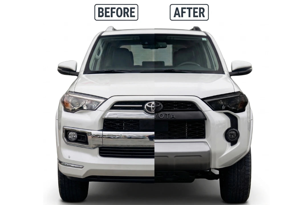 2014-2024 Toyota 4Runner Limited Edition Converted to TRD PRO Front Bumper Before and After Dark  Blizzard white (070)