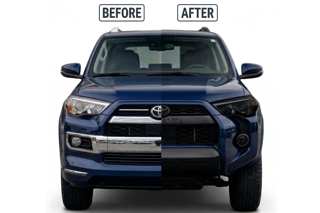 2014-2024 Toyota 4Runner Limited Edition Converted to TRD PRO Front Bumper Before and After Dark Blue Mica Metallic (8S6)