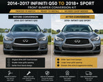 2014–2017 Infiniti Q50 to 2018+ Sport Front Bumper Conversion Kit (Painted to Match, Ready to Install)