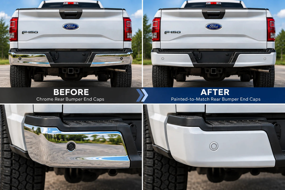 2015-2020 Ford F-150 Rear Bumper End Cap Chrome Delete - Painted to Match