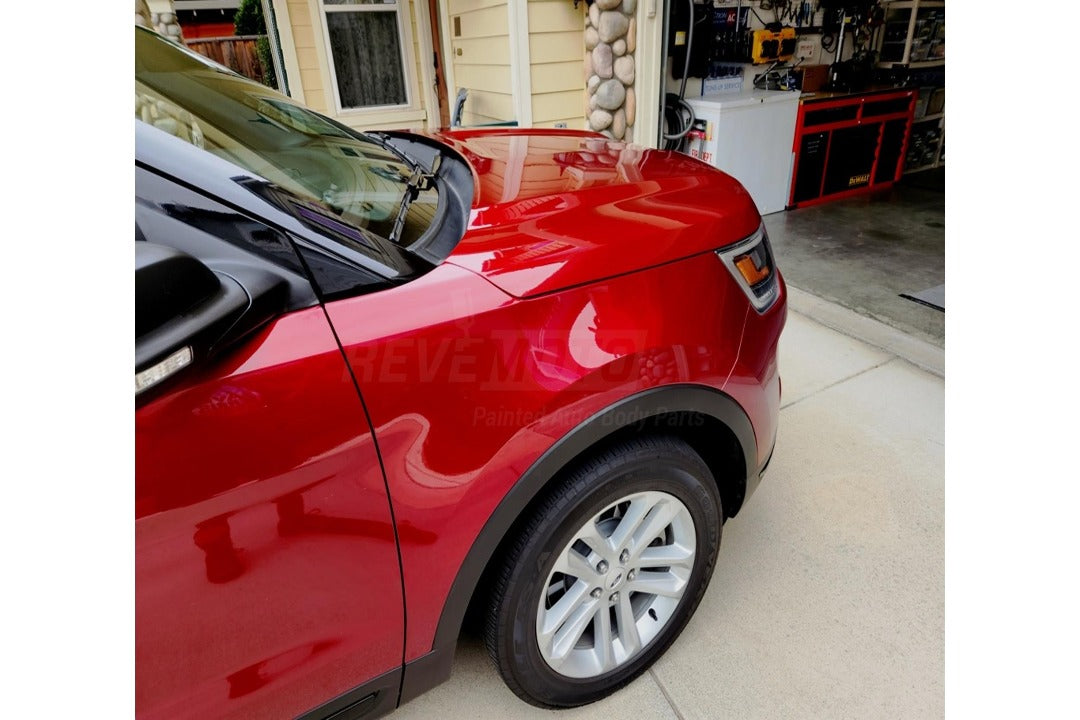 25491 - 2016-2019 Ford Explorer Hood Painted Ruby Red Metallic (RR) Aluminum FB5Z16612A FO1230315  ReveMoto Painted Auto Parts Replacement