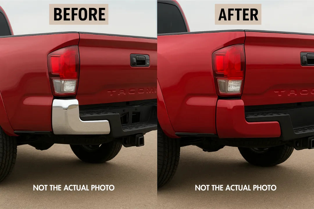2016-2023 Toyota Tacoma Rear Bumper End Cap From Chrome to Painted to Match Conversion Ruby Red