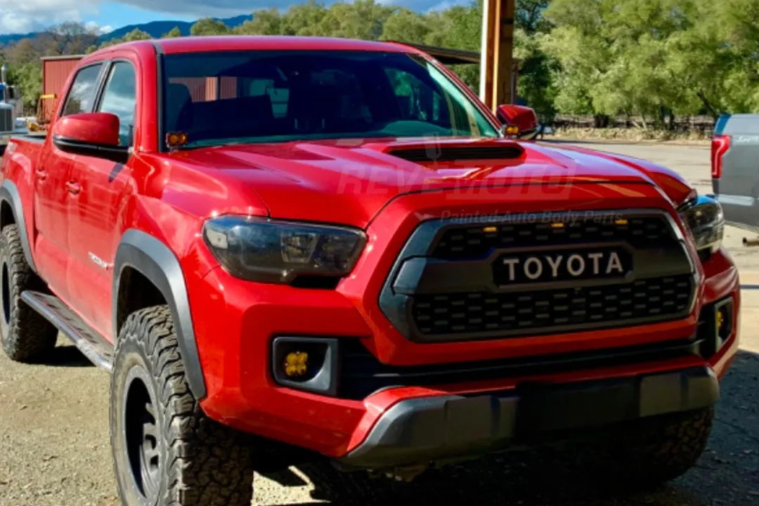 2016-2023 Toyota Tacoma Hood Painted Barcelona Red Mica Metallic (3R3) 5330104230 TO1230240 ReveMoto Painted Auto Parts Replacement