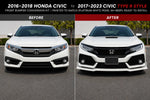 2016–2018 Honda Civic to 2017–2023 Honda Civic Type R Style Front Bumper Conversion Kit | Painted to Match, Ready to Install - Platinum White Pearl