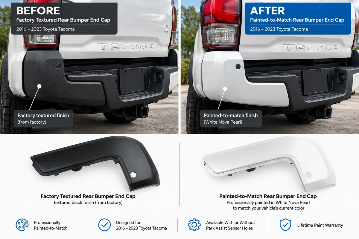 2016–2023 Toyota Tacoma Rear Bumper End Cap Conversion | Textured to Painted-to-Match
