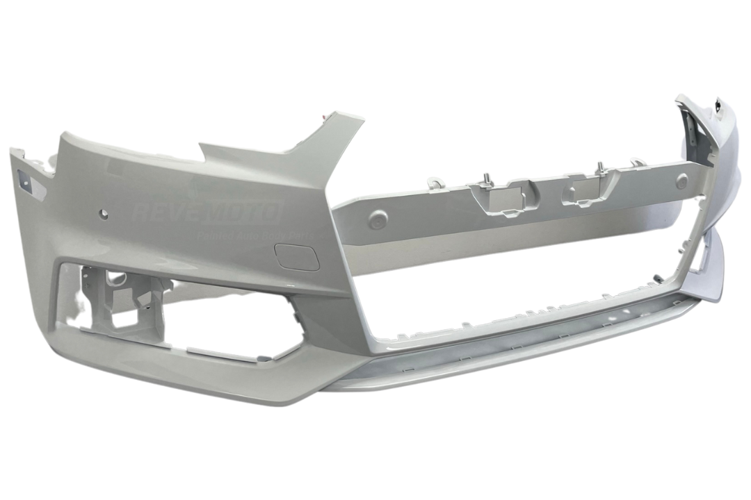 2017-2019 Audi A4 Quattro Front Bumper Painted Gletscherweiss Pearl (LS9R) 8W0807065SGRU AU1000276 ReveMoto Painted Auto Parts Replacement 