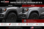 2017-2020 Ford F-150 Raptor Painted Fender Flare Conversion (OEM | Set of 4) | Painted to Match, Ready to Install - Before and After Image
