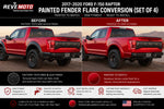 2017-2020 Ford F-150 Raptor Painted Fender Flare Conversion (OEM | Set of 4) | Painted to Match, Ready to Install - Red Candy Metallic Before and After Image