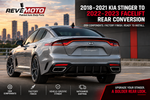 2018–2021 Kia Stinger with 2022–2023 facelift rear conversion kit featuring OEM rear diffuser, exhaust finishers and reflectors