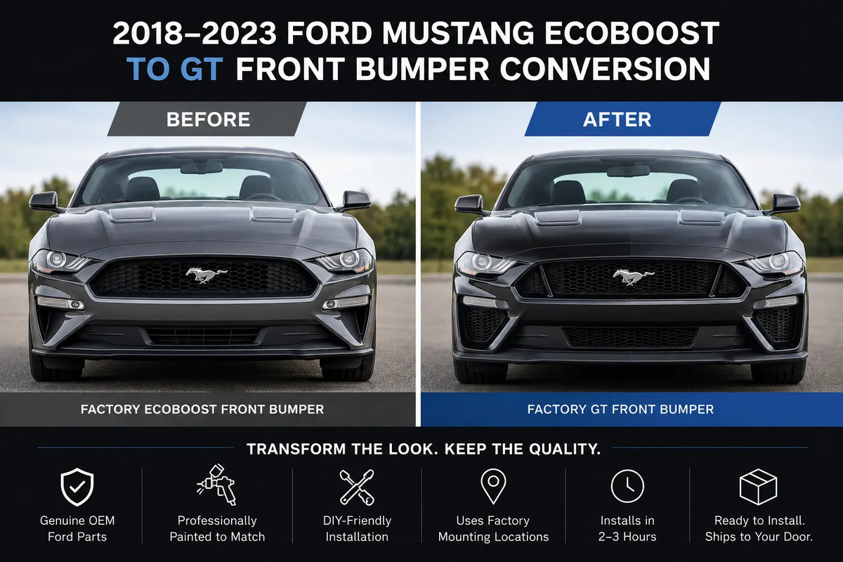 2018-2023 Ford Mustang EcoBoost to GT Front Bumper Conversion Kit (Complete OEM Appearance Package)