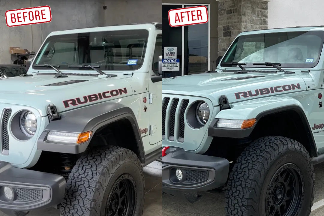 2018-2026 Jeep Wrangler Painted to Match Fender Flares Conversion (Set of 4) 82215741AD ReveMoto Painted Auto Body Parts Replacement - Before and After Image