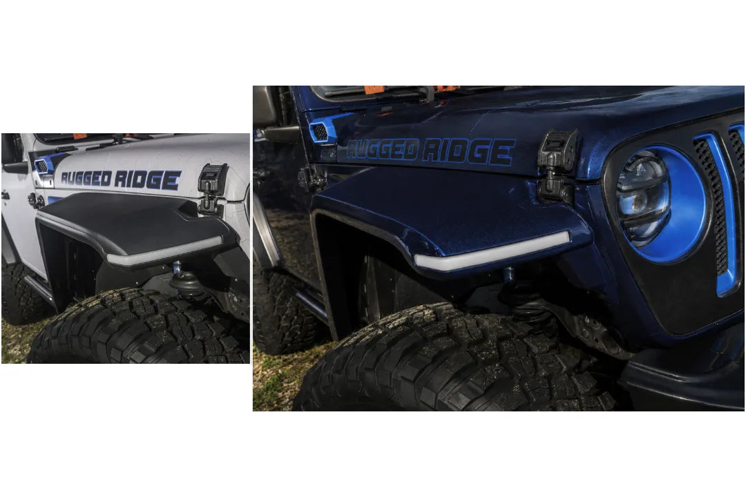 2018-2026 Jeep Wrangler JL to Rugged Ridge Max-Terrain painted-to-match fender flares midnight blue pearl (pb8)