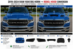 2019–2024 Ram 1500 Big Horn to Rebel Hood Conversion – Painted to Match, Ready to Install - Hydro Blue Metallic