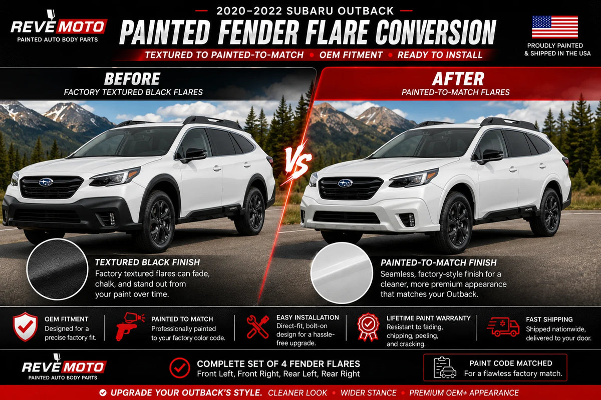 2023-2025 Subaru Outback Painted Fender Flare Conversion Kit (Set of 4) | Painted to Match, Ready to Install - Before and After 