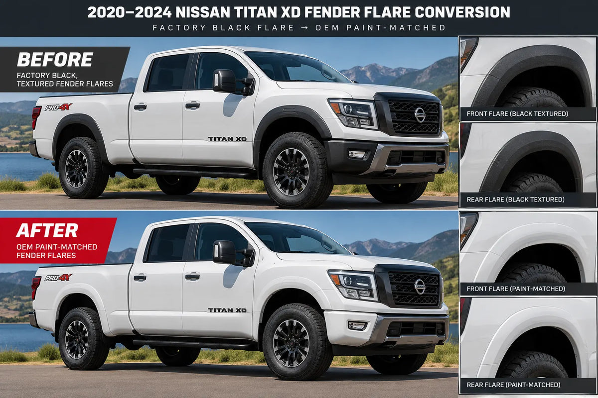 2020-2024 Nissan Titan XD Fender Flare Conversion Kit | Textured Black to Painted-to-Match