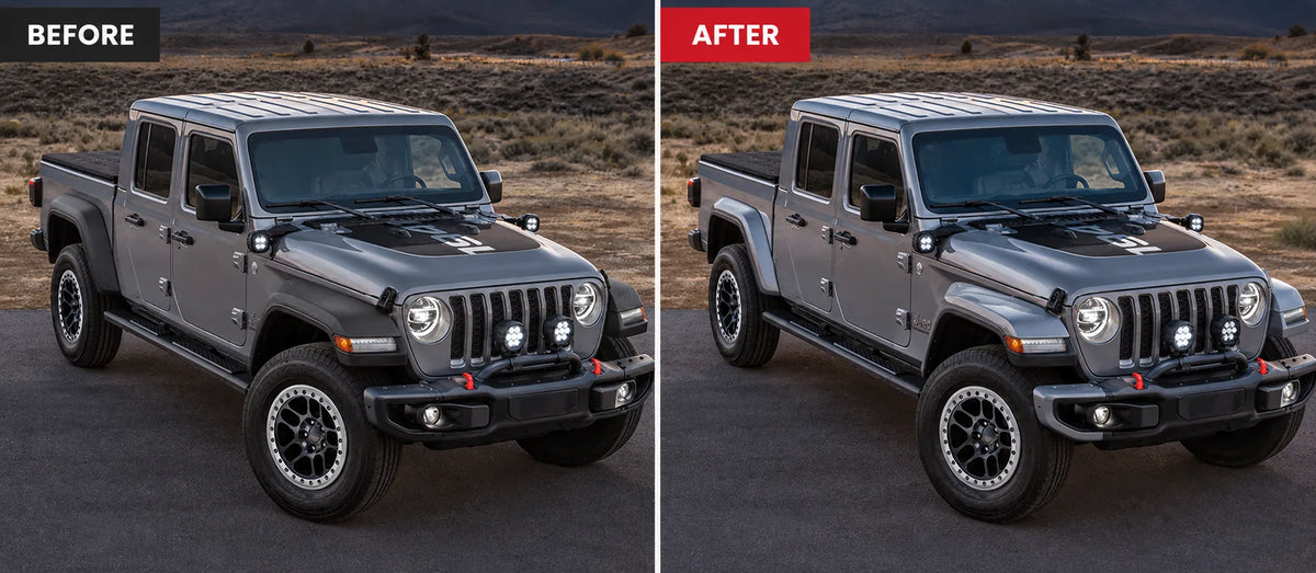 2020-2026 Jeep Gladiator Sport Rubicon-Style High-Top Fender Flare Conversion Kit | OEM, Set of 4 | Painted to Match, Ready to Install